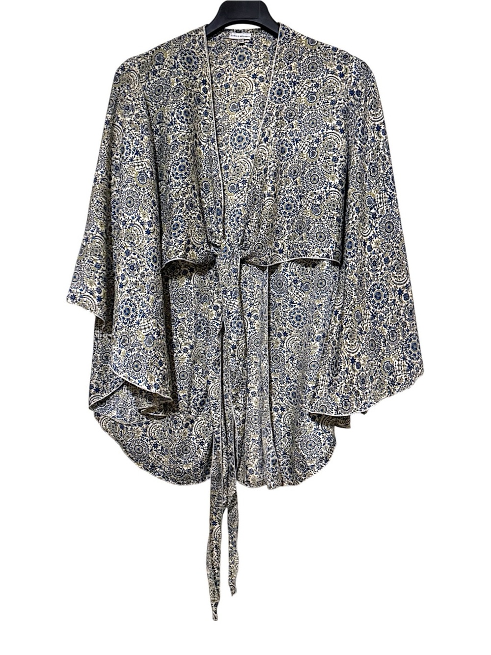 Karma Highway Blue/Green Floral Medallion Silky Kimono Duster Wrap Sz OS $152